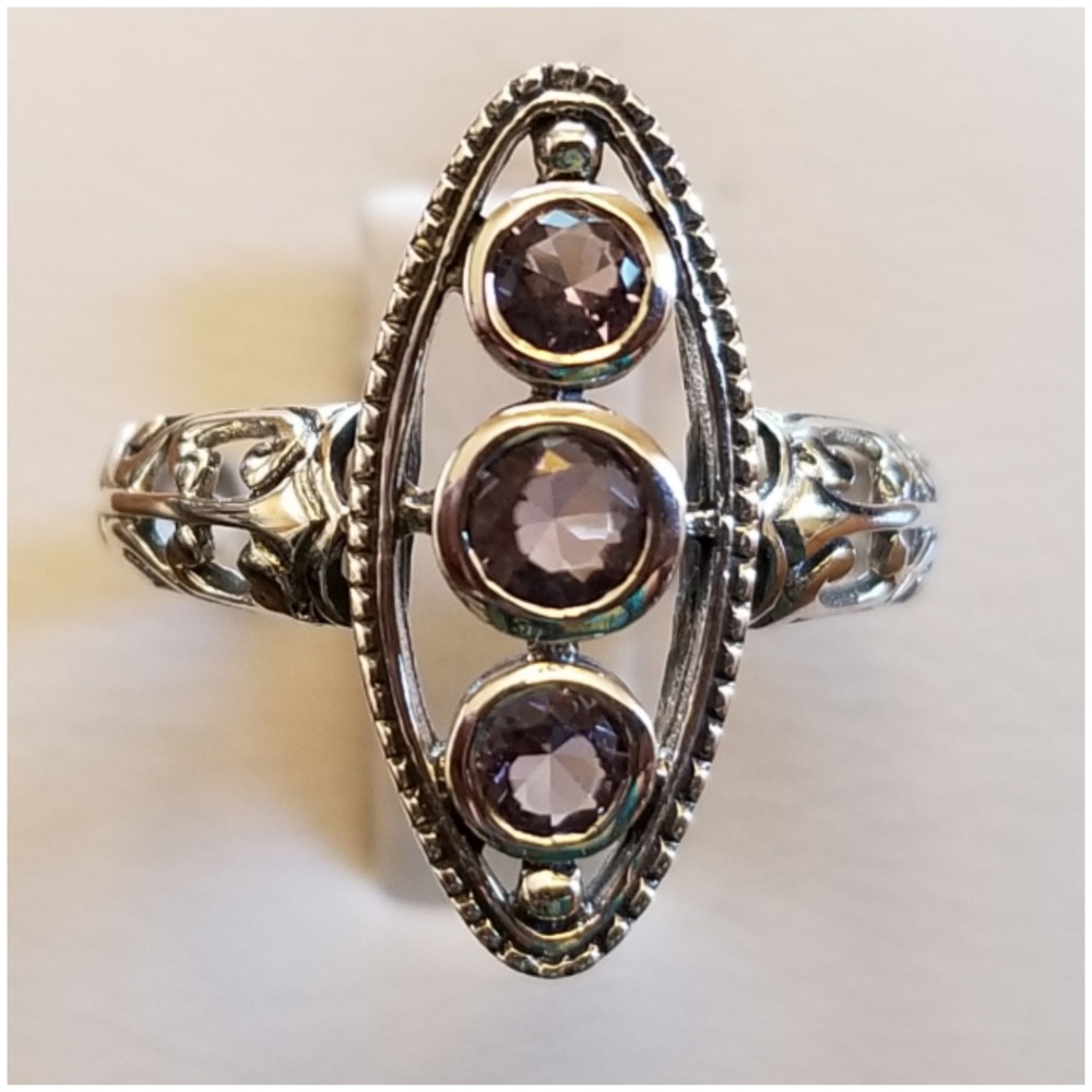 Genuine 1ct Amethyst Victorian Filigree Ring 6